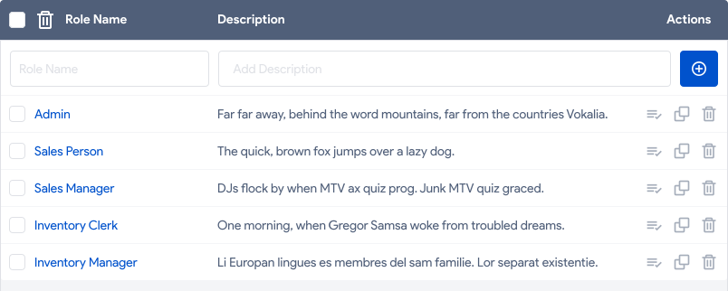 SMIELS roles and permission settings representation